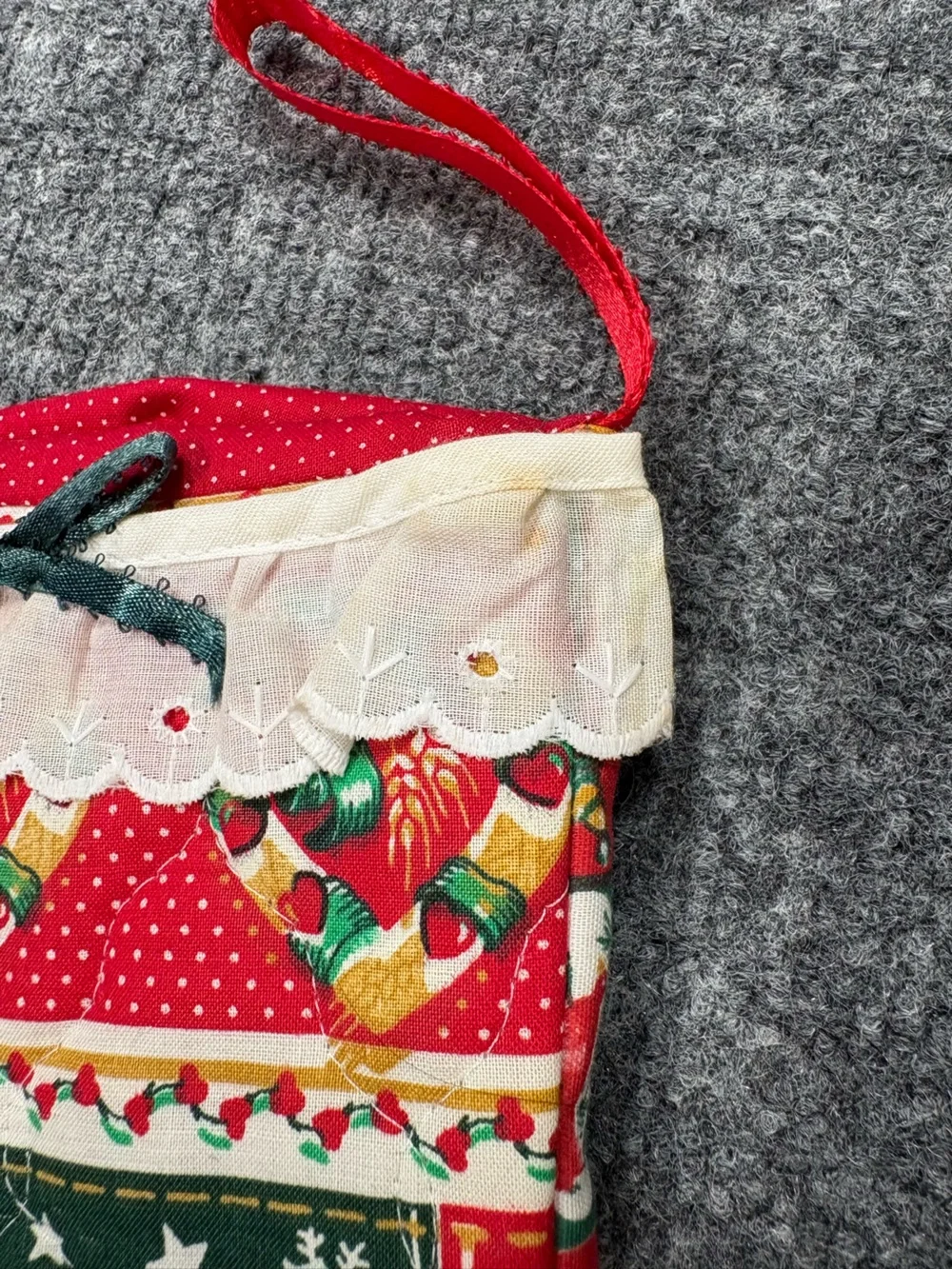 Vintage Hand Quilted Christmas Stockings Rustic Country